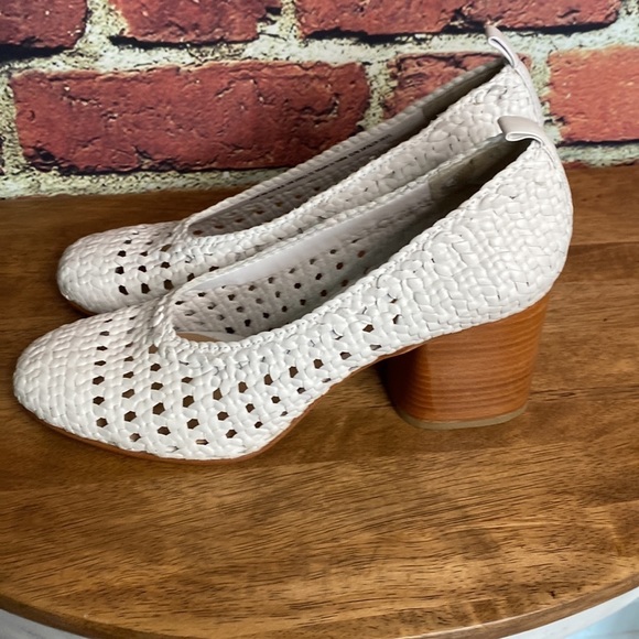 COS Braided White Leather Shoes with Block Funky Heels Size 9 - Picture 11 of 15